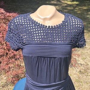 Boden Angeline Chic Navy Blue Midi Dress- Cotton  Size 8